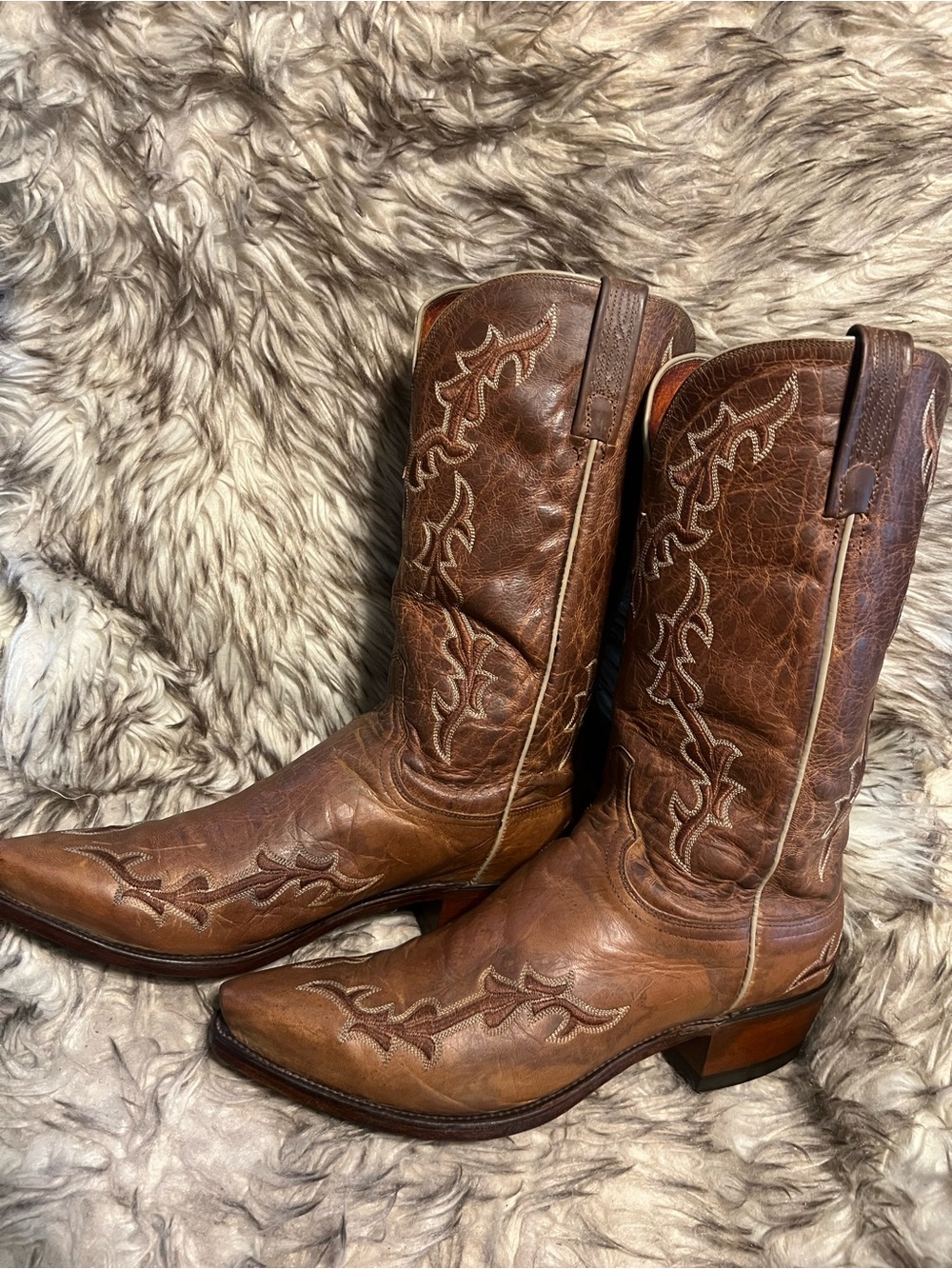 Lucchese Brown Leather Western Boots Sz 10.5 EE - Picture 8 of 16